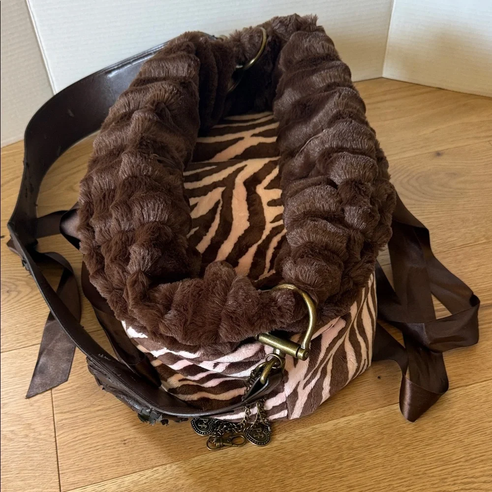 Chic Brown and Pink Zebra Dog Carrier Pet Carrier Reversible